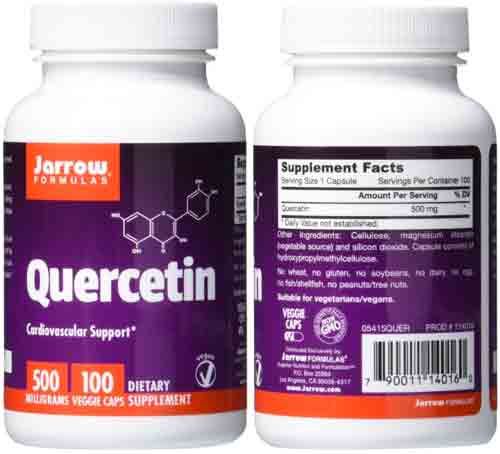 Jarrow Formulas Quercetin Bottle and Ingredient Label. 