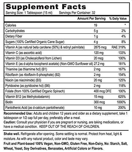 Natural Liquid Multivitamin Supplement Facts