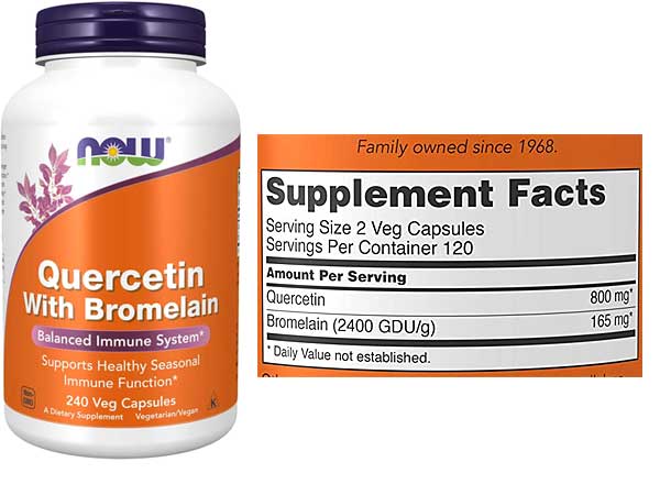 Now Foods Quercetin with Bromelain Nutrition Ingredient Label