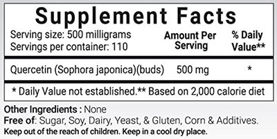 Pure Powder Quercetin Dihydrate Label
